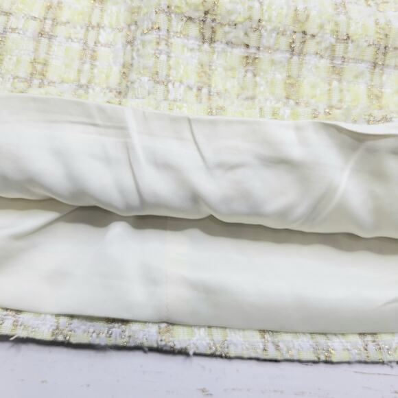 Rumored Coco Mini Skirt Limon Shimmer Tweed Yellow Gold Pastel Spring 6 Small - Picture 6 of 8